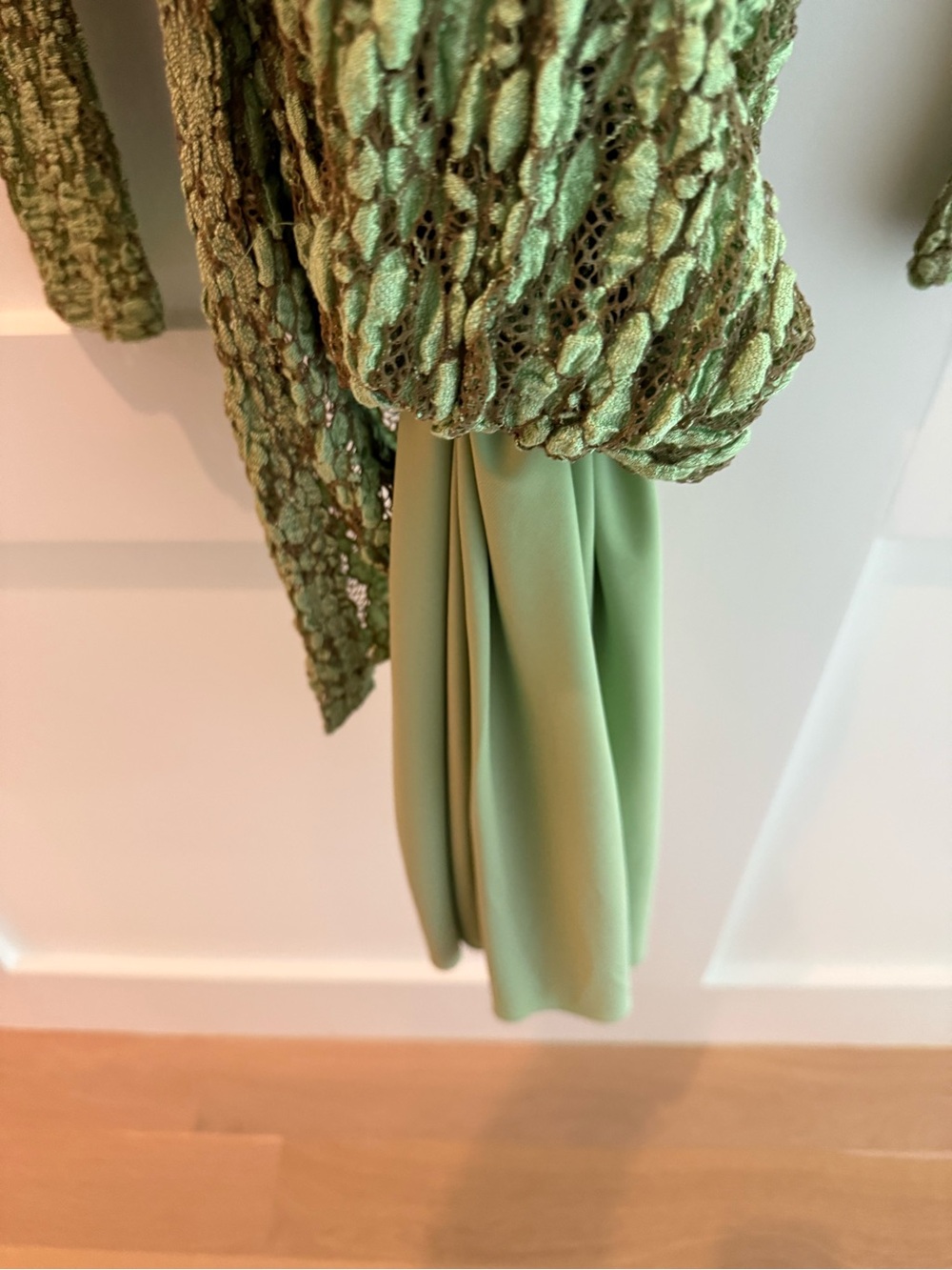 Alexis Sage Green Lace Long-Sleeve High-Neck Maxi Dress- size medium - Picture 5 of 13